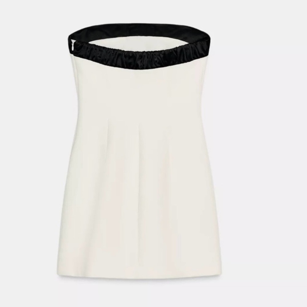Zara Strapless Black and White Mini Dress🎀🤍🖤 - Picture 5 of 9